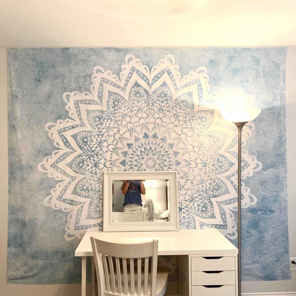 Light Blue Mandala Savanah Wall Tapestry